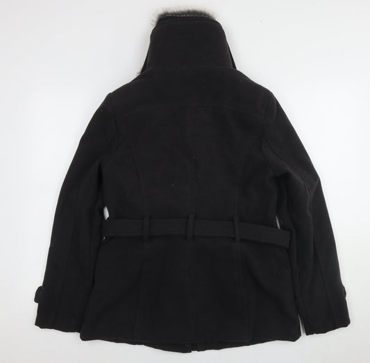 Brave Soul Women's Black Fur Trim Coat Size L