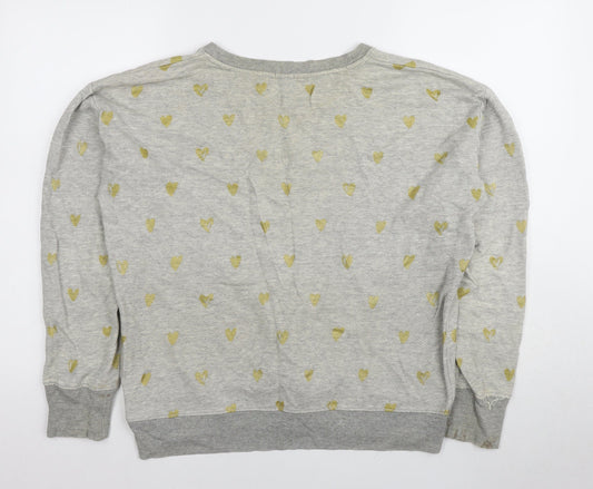 J.Crew Women's Grey Crew Neck Sweatshirt, Heart Print, Size S