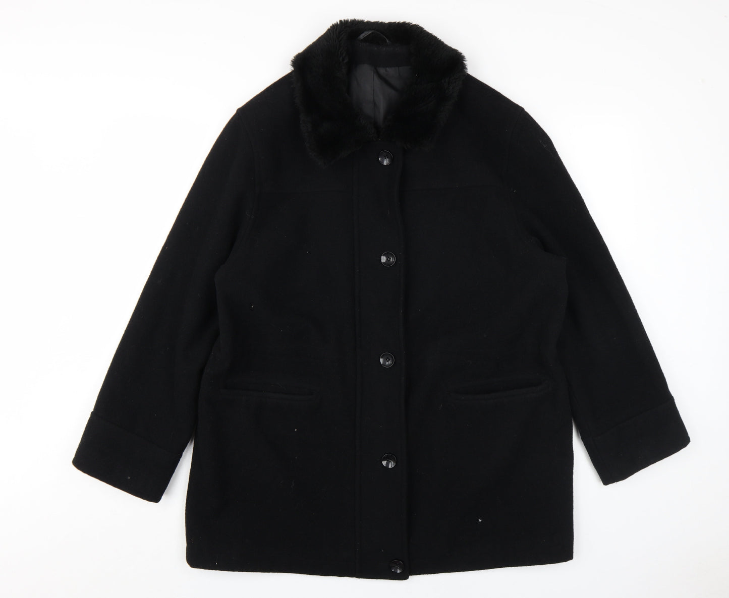 Richards Women's Black Wool Overcoat M, Winter Classic