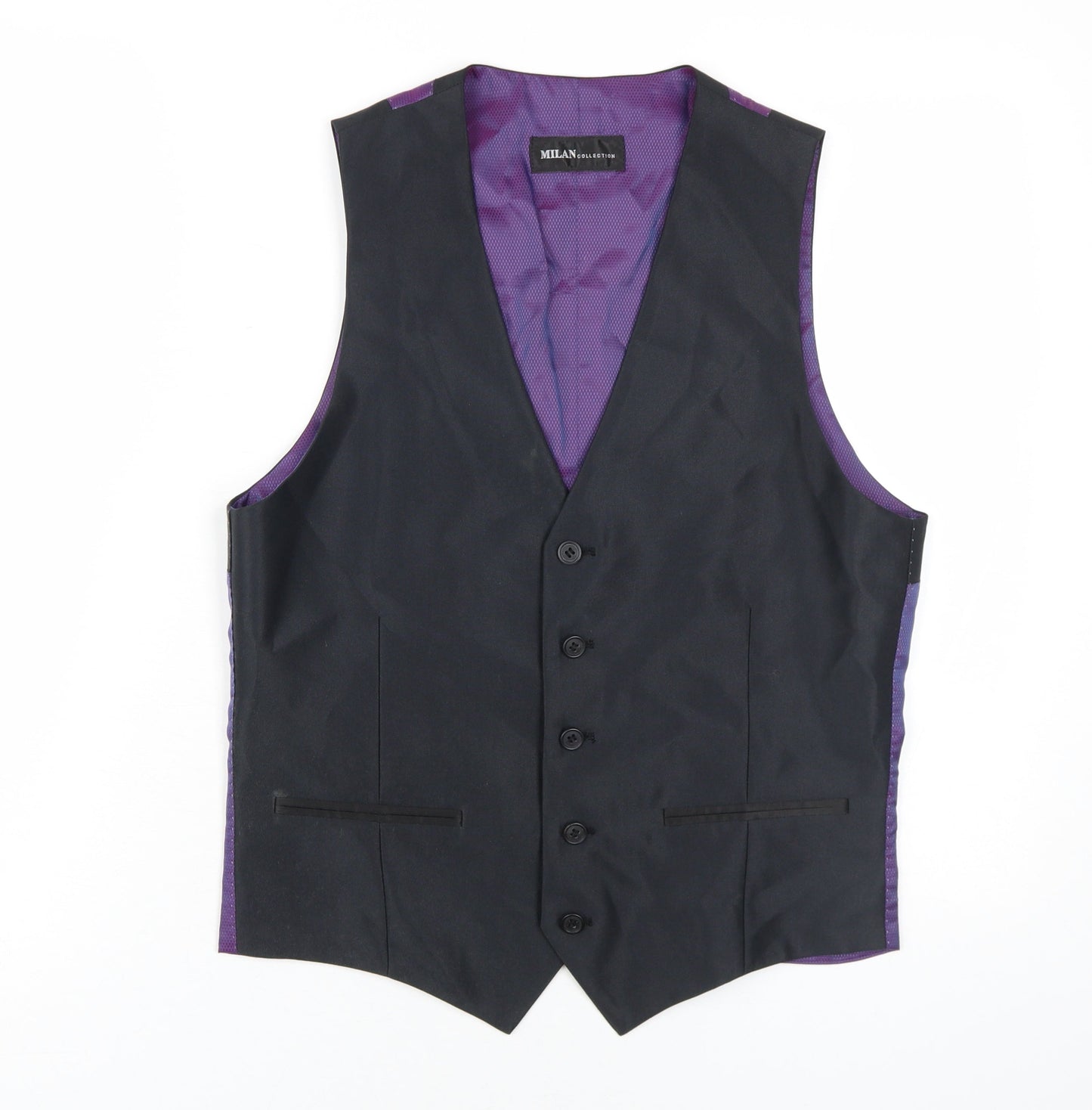 Milan Collection Men's Black Waistcoat, Size 36R