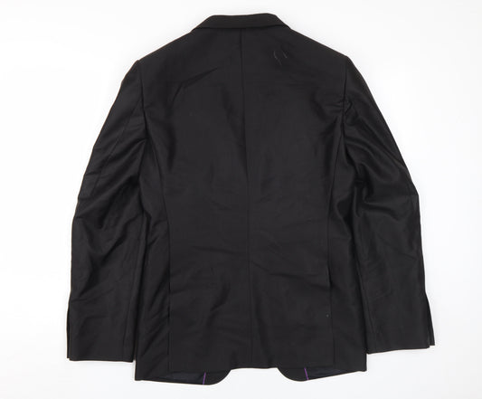 Milan Collection Men's Black Blazer 36S Regular Fit