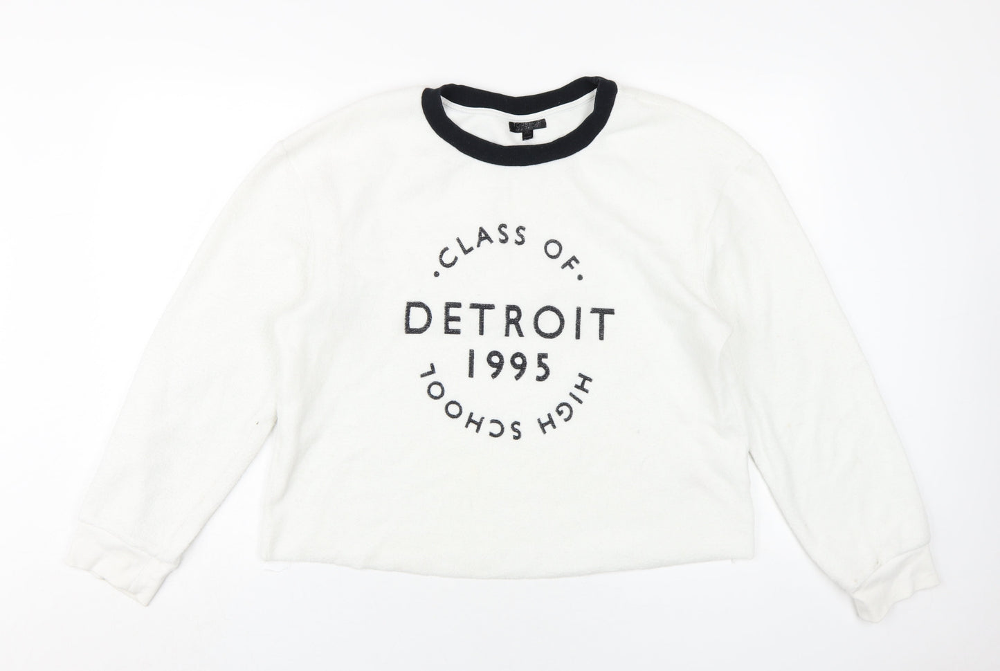 Topshop Women's White Pullover Graphic Sweatshirt UK 12
