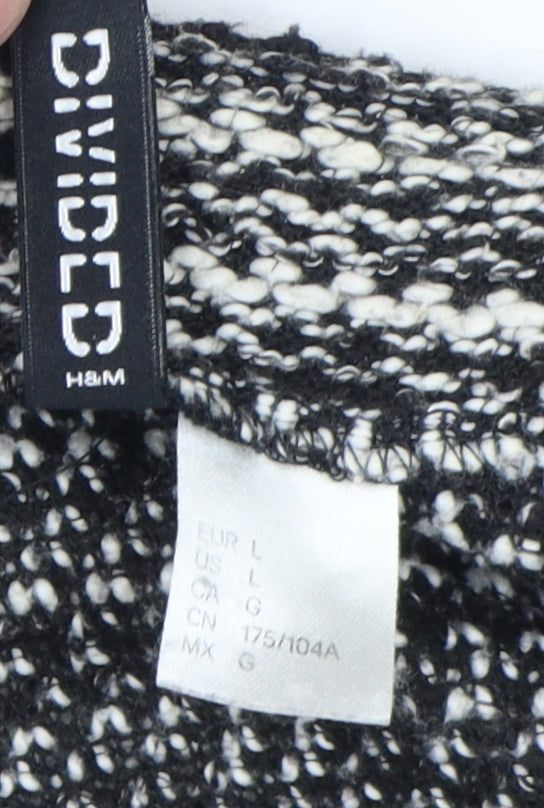 H&M Women's Black White Biker Jacket L Regular