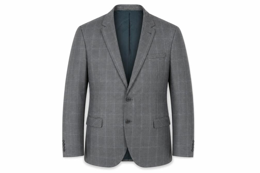 Next Men's Grey Check Blazer, Size 46R SP, Regular Fit