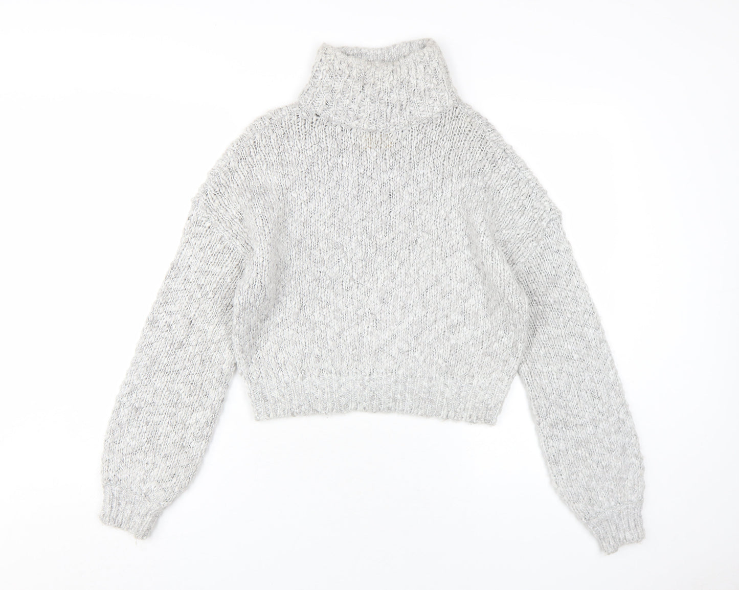 Hollister Women's Grey Pullover XS Roll Neck Jumper