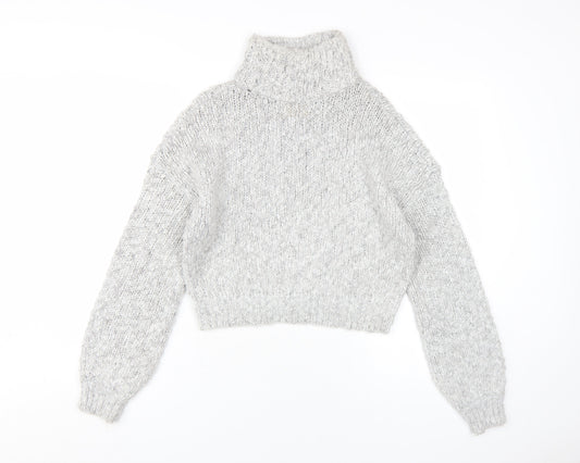 Hollister Women's Grey Pullover XS Roll Neck Jumper