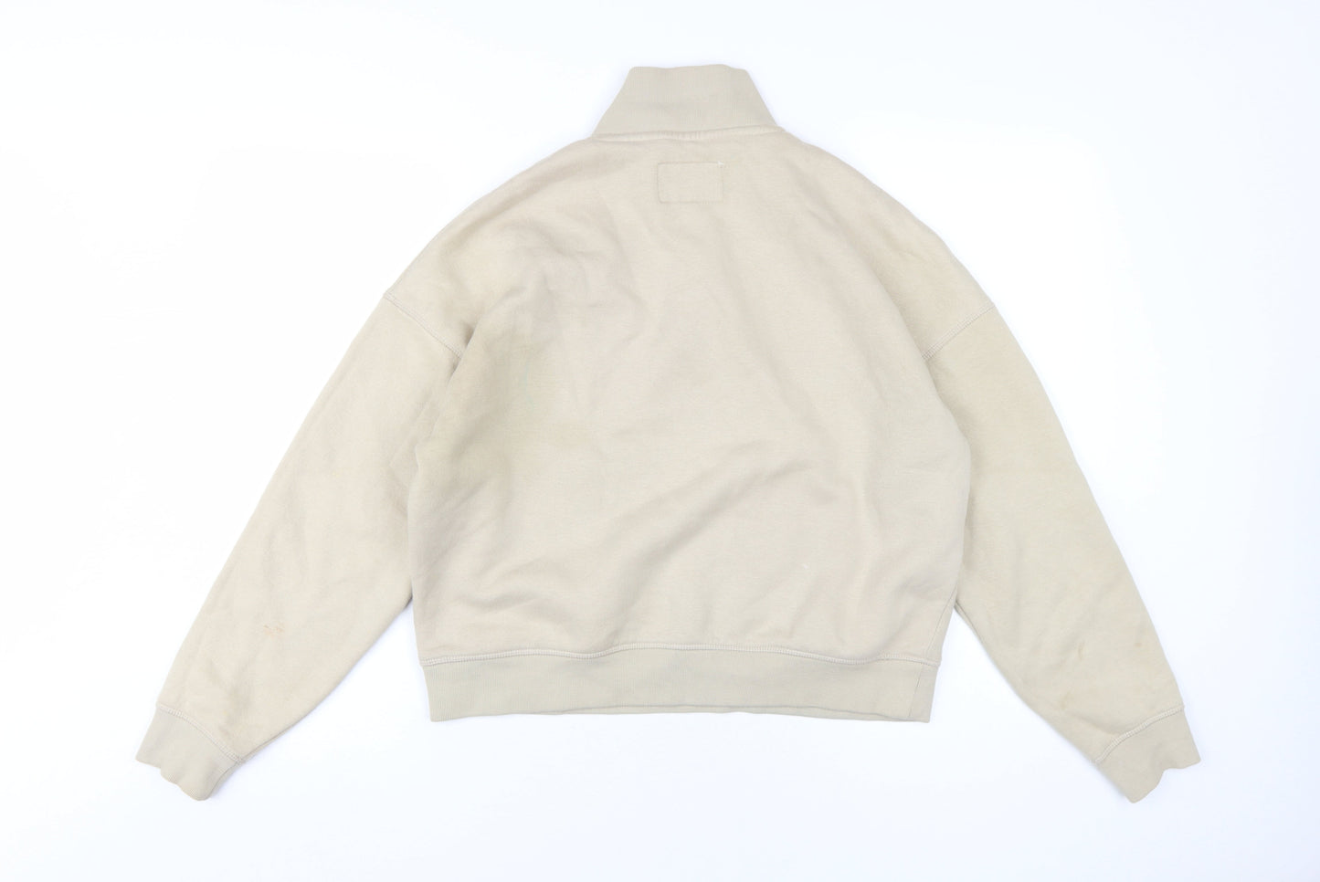 Jack Wills Women Beige Pullover Sweatshirt, Size 10, Zip Neck