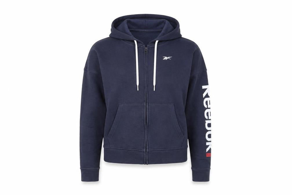 Womens UK XS Regular Reebok Blue Full Zip Hoodie