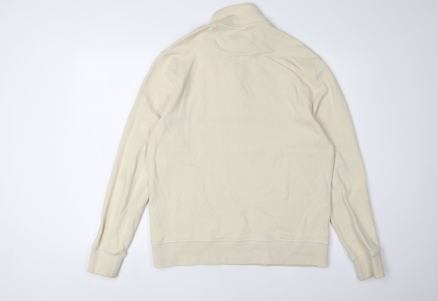 Farah Men's Beige Henley Sweatshirt, Size L, Striped Button Style