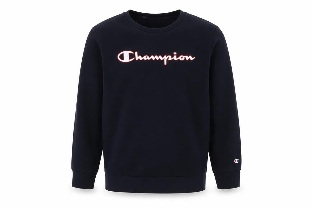 Front view of Champion boys’ black logo pullover sweatshirt large