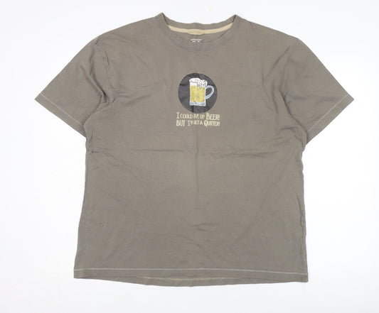 M&Co Men's Brown XL Beer Graphic T-Shirt, Cotton Casual