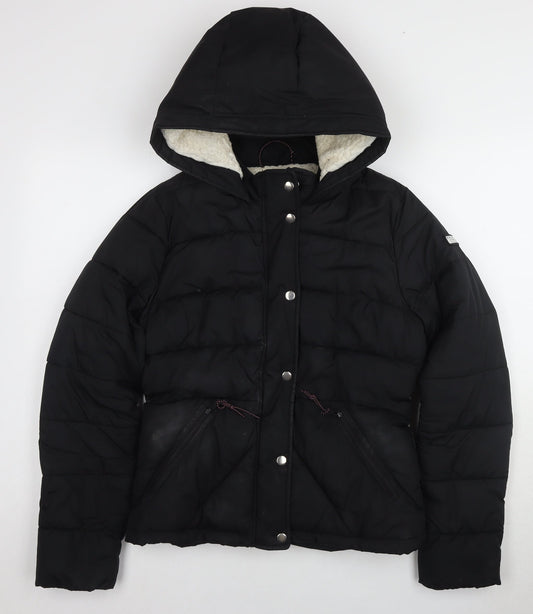 Hollister Women's Black Puffer Jacket - M, Winter Ready