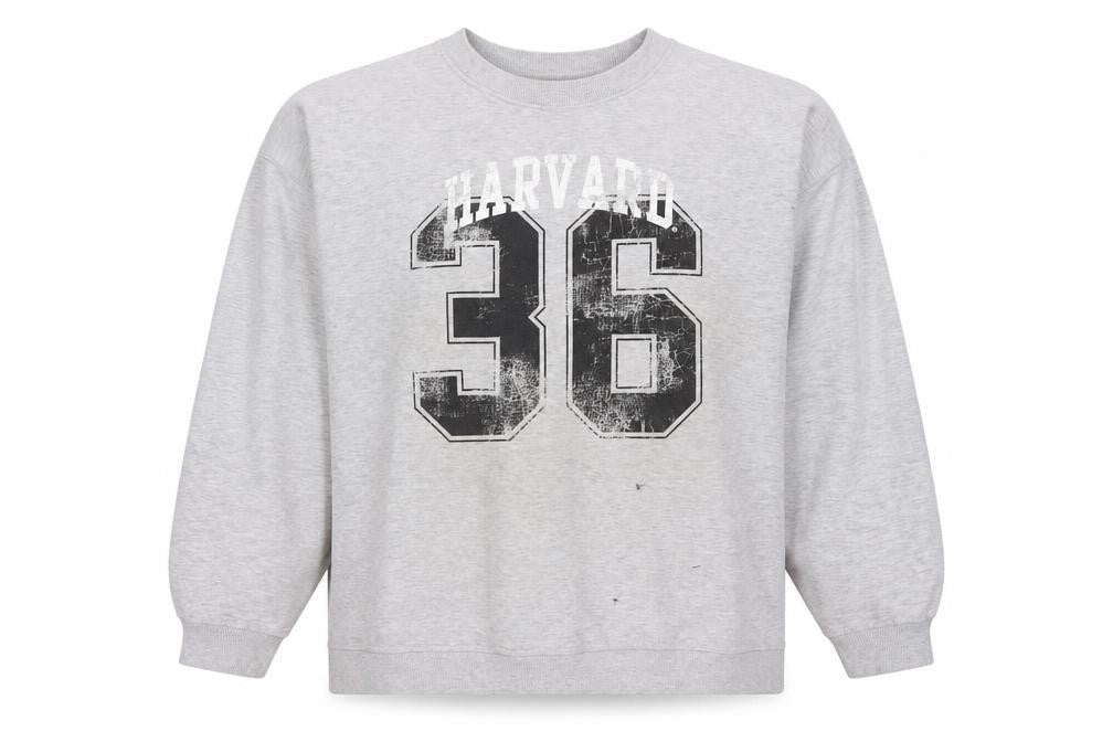 Unisex Adults UK 22 Regular Harvard Grey Pullover Sweatshirt