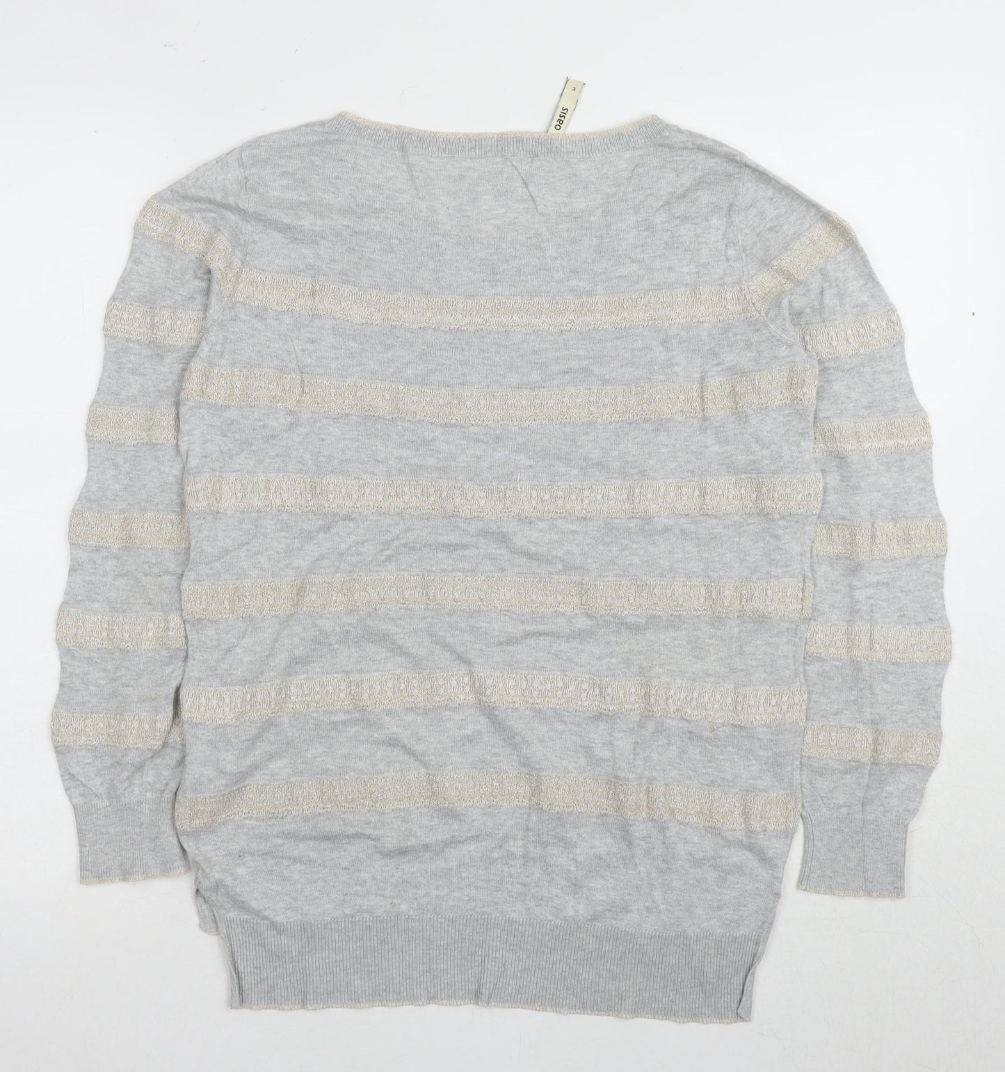 Oasis Women's Grey Stripe Pullover Jumper M