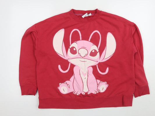 Disney Women’s Red Pullover Sweatshirt Lilo & Stitch L