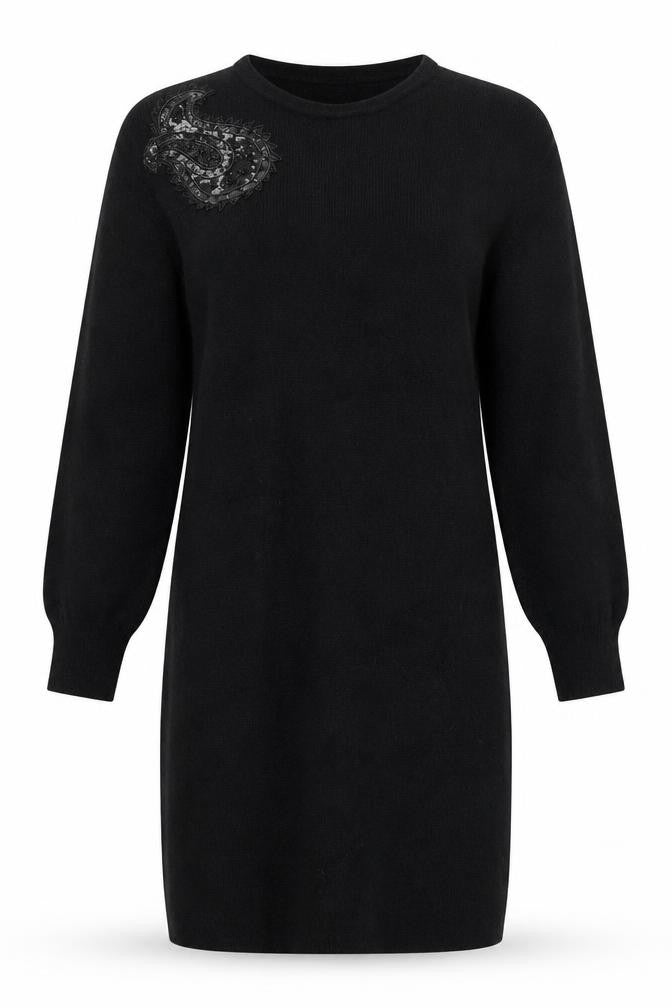 Darian Women's Black Acrylic Long Sleeve Dress