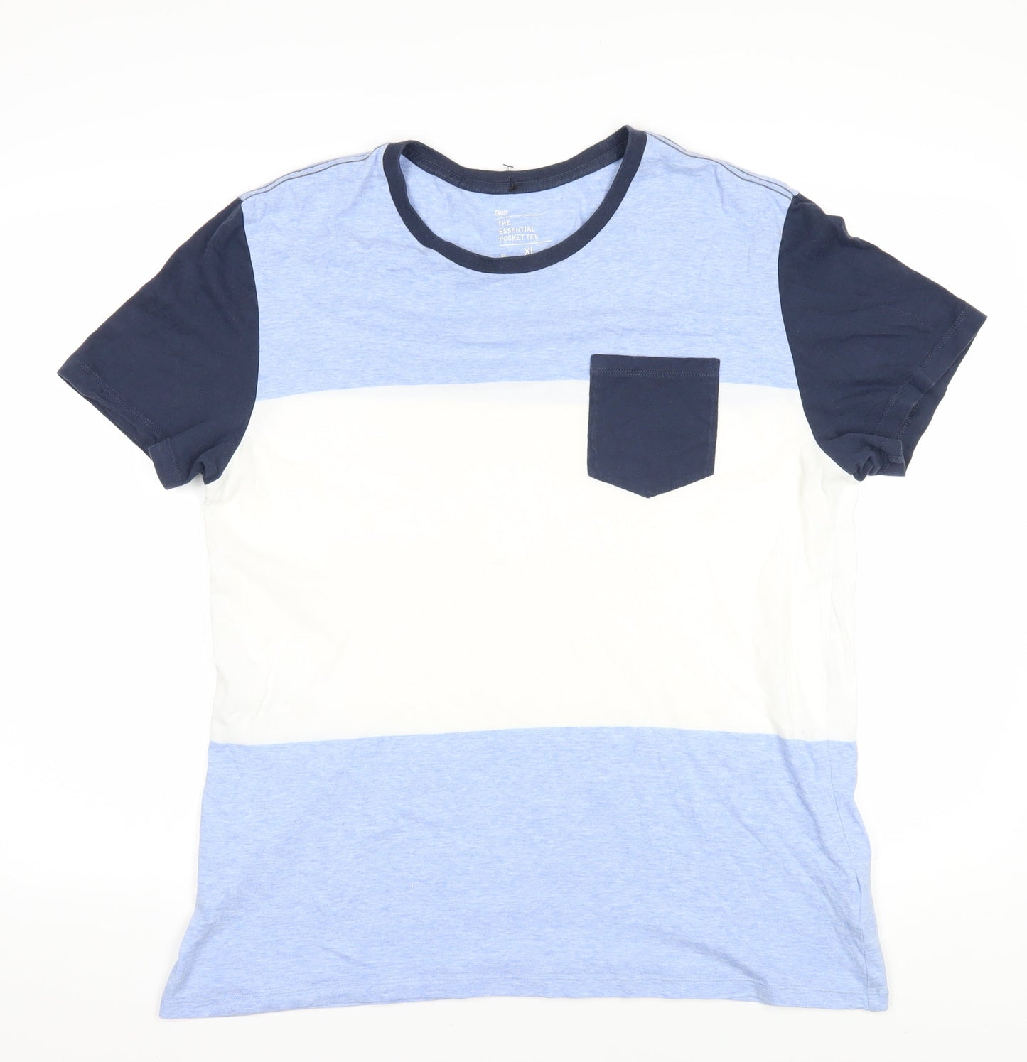 Gap Men's Blue Colourblock XL Pocket T-Shirt