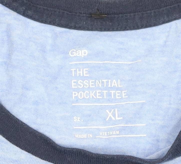 Gap Men's Blue Colourblock XL Pocket T-Shirt
