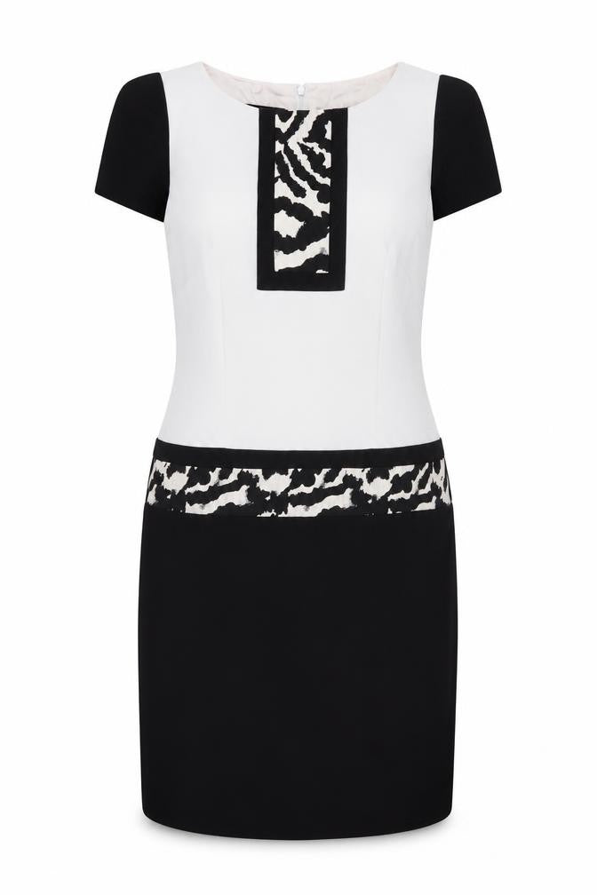 Badoo Women's Black & White Animal Print Sheath Dress UK 14