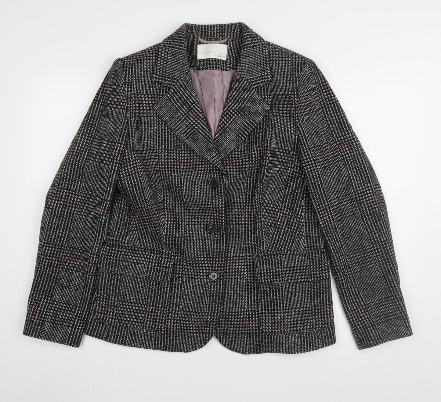 Amaranto Women's Grey Check Blazer Size 14