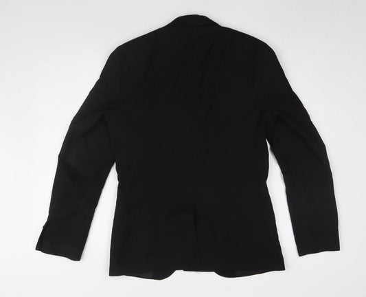 H&M Men's Black Slim Fit Blazer, Size 36R, Single-Breasted