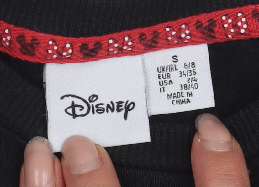 Disney Women's Black Mickey Minnie Pullover Sweatshirt, S