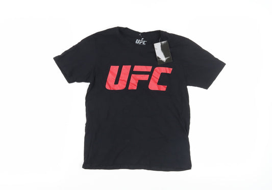 UFC Boys Black Cotton T-Shirt 7-8 Years Sports Logo