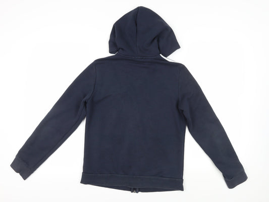 Adidas Blue Unisex Hoodie, Size M, Full Zip & Logo, Activewear