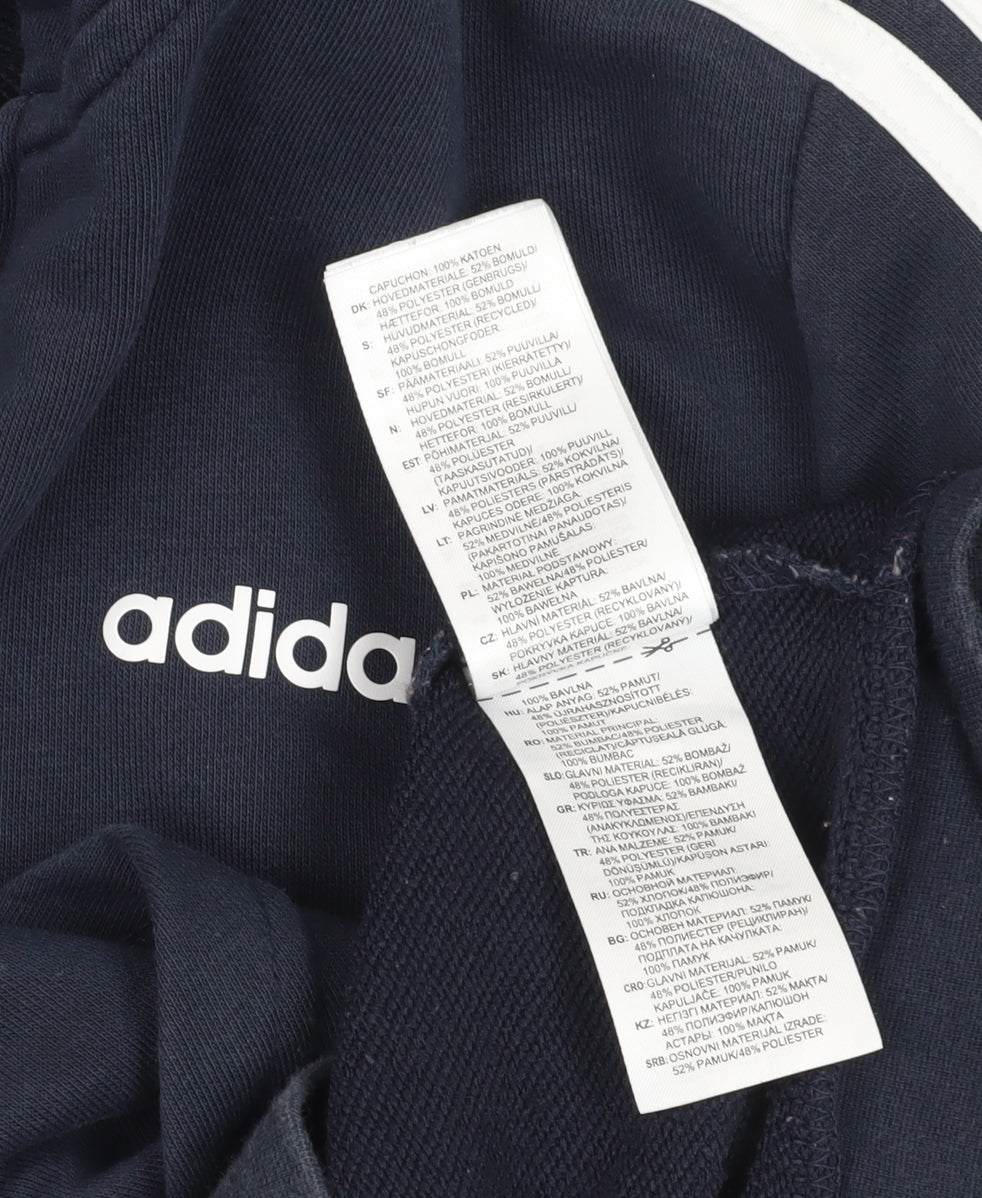 Adidas Blue Unisex Hoodie, Size M, Full Zip & Logo, Activewear