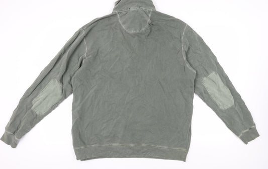 Lands' End Men's Green 1/4 Zip Sweatshirt, Size L, Cotton