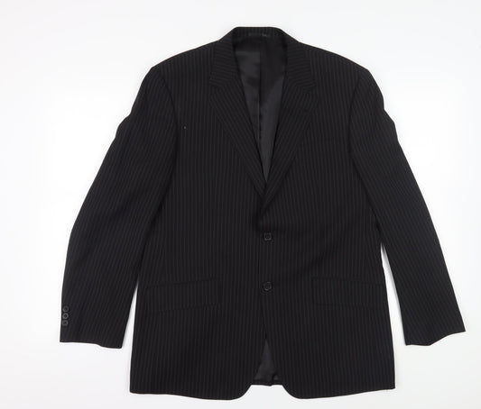 Burton Men's Black Pinstripe Blazer 42R Regular Fit