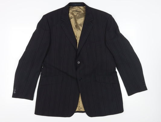 Burton Men's Black Pinstripe Suit Jacket 44S