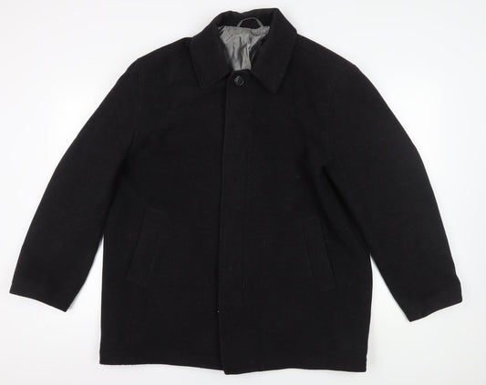 Lakeland Men's Black Wool Blend Overcoat Large