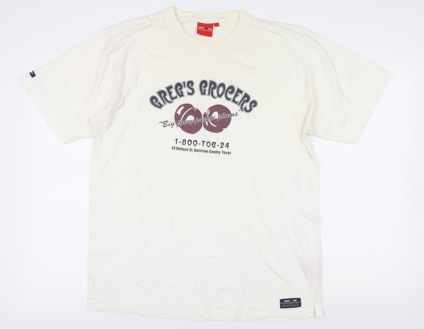 TOG 24 Men's Ivory Graphic Print Cotton T-Shirt L