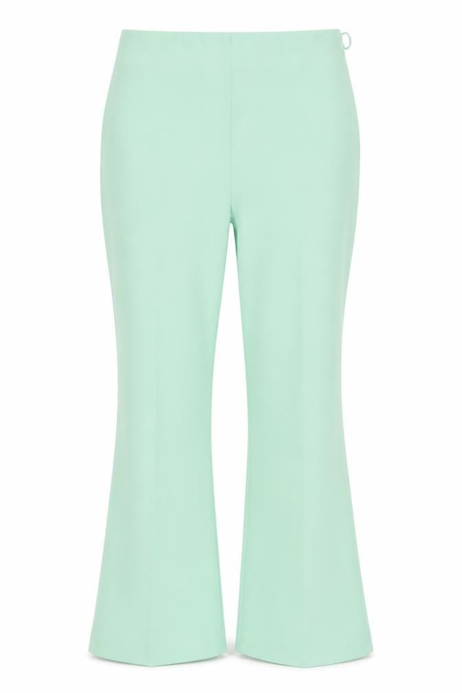 Front view of Miss Selfridge Women's Green Flared Trousers, size 10