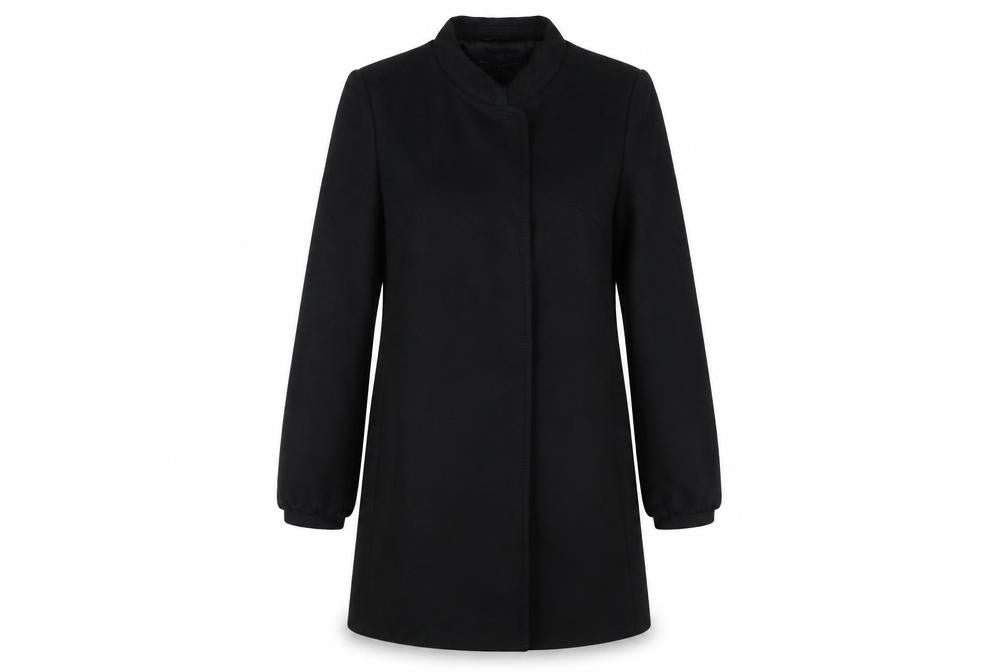 Front view of French Connection Women's Black Long Coat, size 10