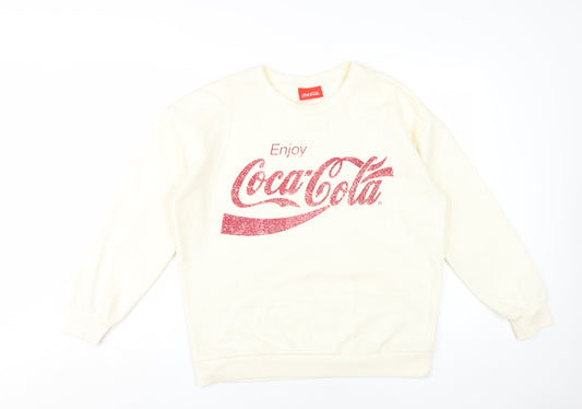 Coca Cola Ivory Graphic Pullover Sweatshirt M Unisex Adults
