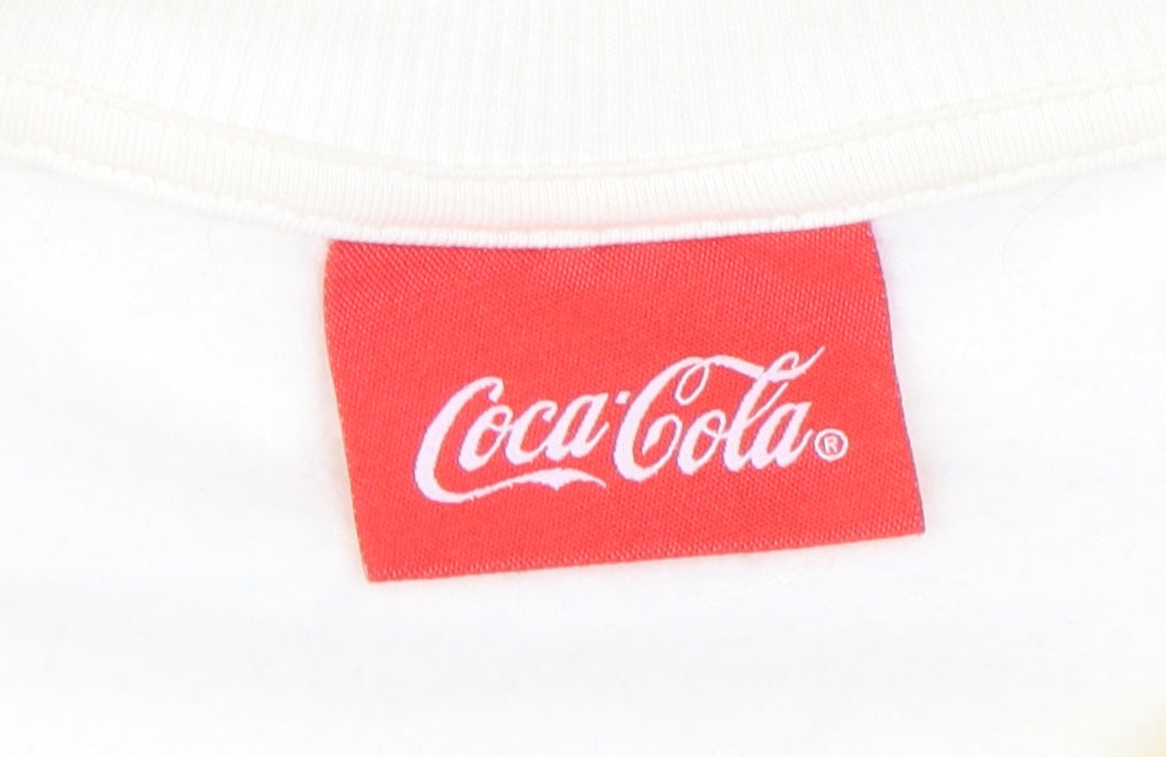 Coca Cola Ivory Graphic Pullover Sweatshirt M Unisex Adults