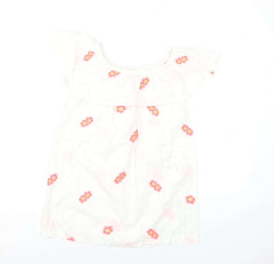 Cotton On Kids Girls White Floral Embroidered Dress 4 Years
