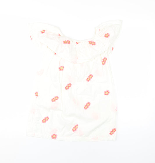 Cotton On Kids Girls White Floral Embroidered Dress 4 Years
