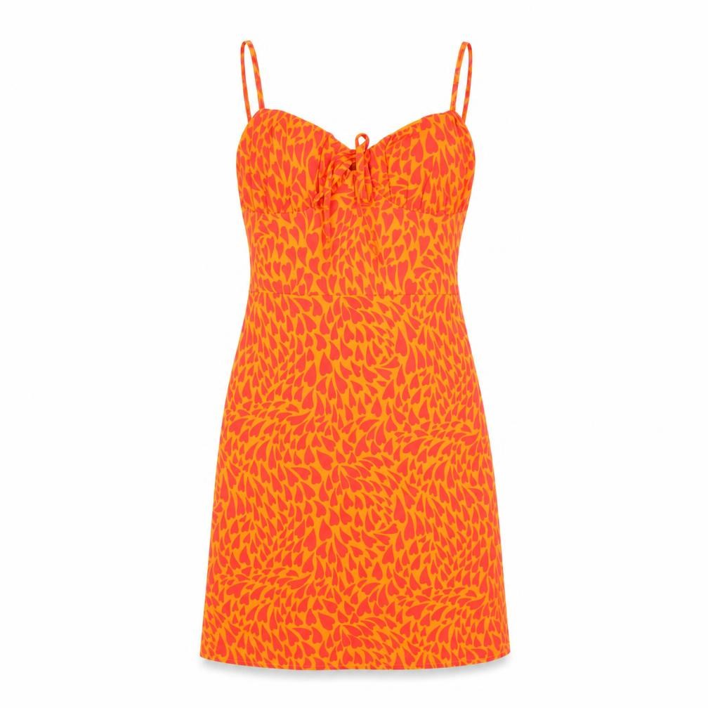 Collective Orange Slip Dress, Women, UK 6, Party Style