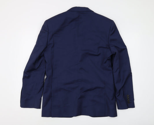 Jaeger Men's Blue Wool Blazer 38L, Notch Lapel, New