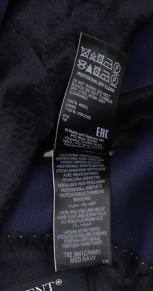 Jaeger Men's Blue Wool Blazer 38L, Notch Lapel, New