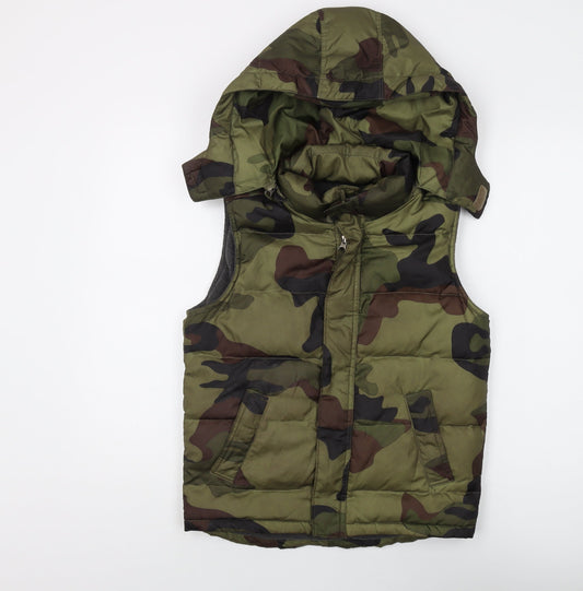 GAP Boys Green Camouflage Puffer Jacket, 10 Years