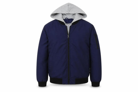 Lee Cooper Boys Blue Grey Hooded Bomber Jacket Size 11-12
