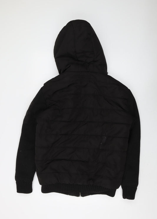 Firetrap Men's Black Puffer Jacket M Winter Hooded