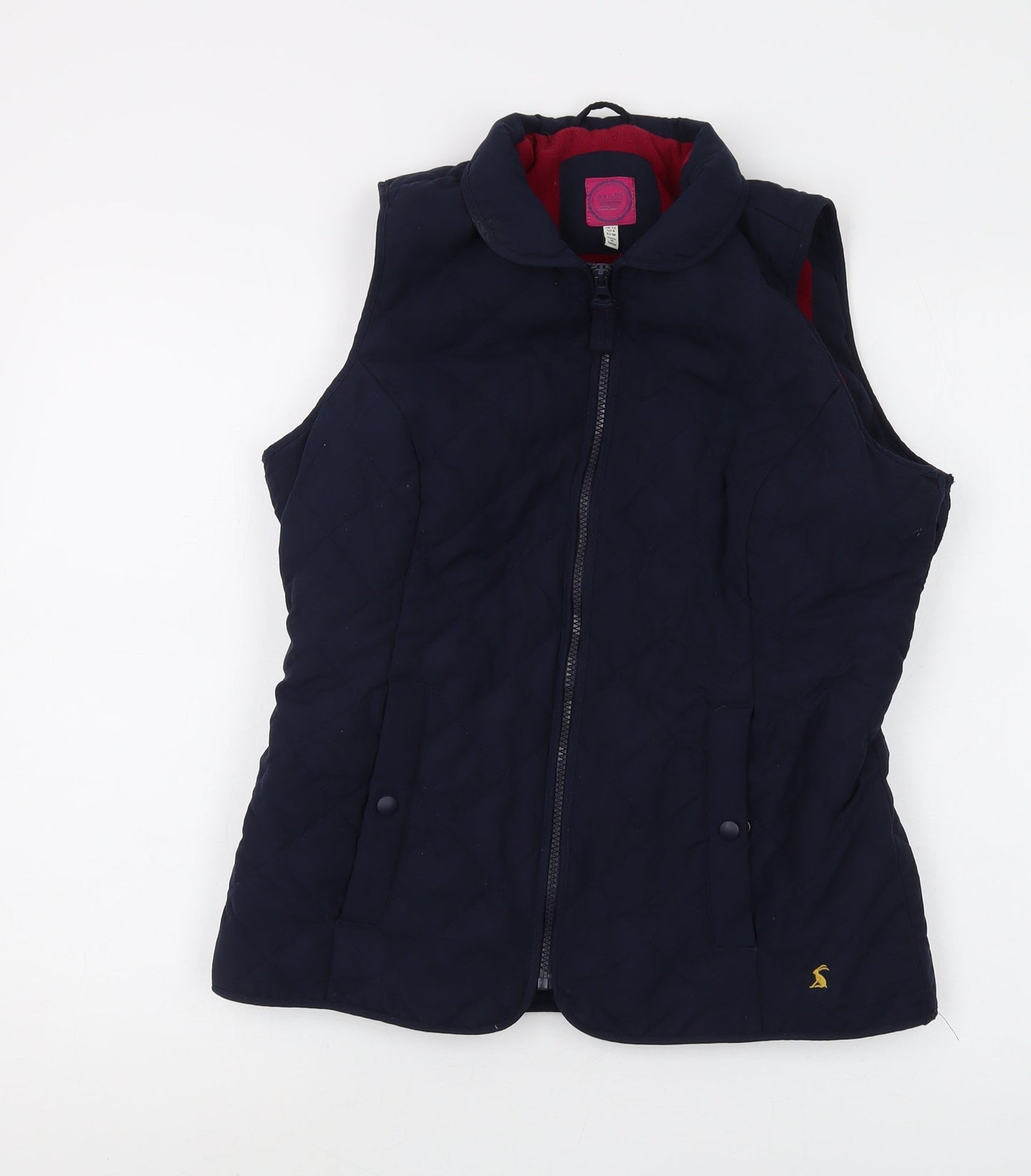 Joules Women's Blue Quilted Waistcoat, Size 12, Full Zip