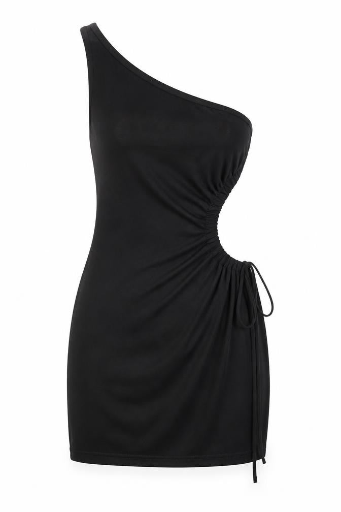 Edikted Women's Black Asymmetric One-Shoulder Dress