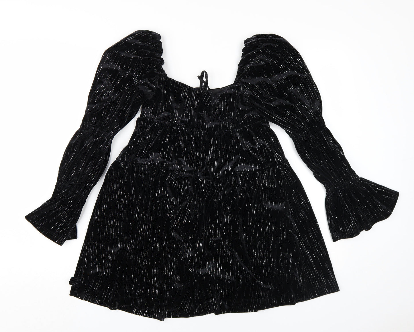 Forever New Petite Black Velvet Fit & Flare Dress