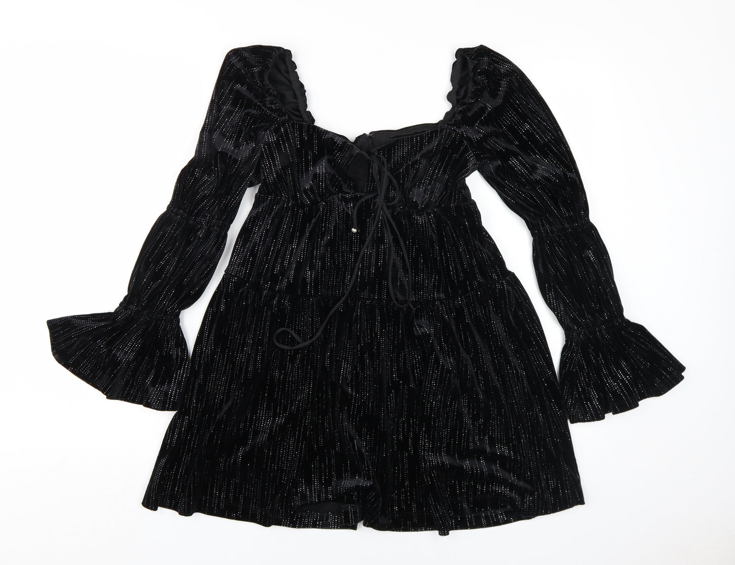 Forever New Petite Black Velvet Fit & Flare Dress